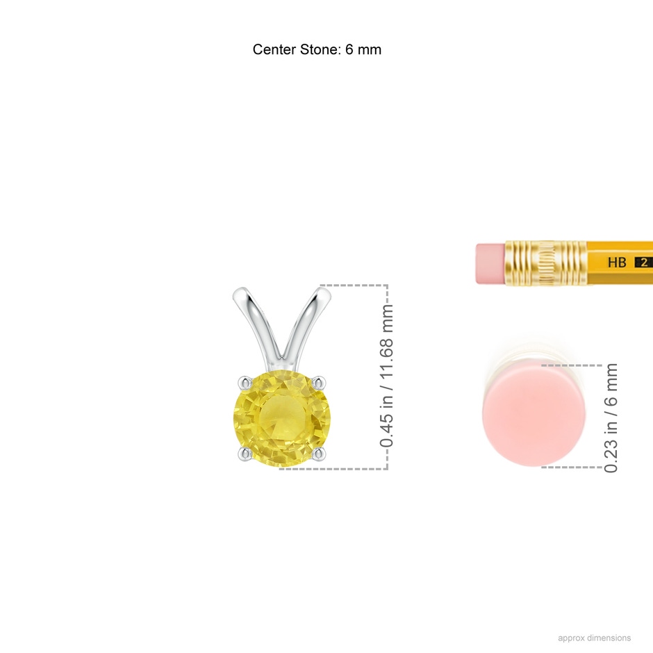 6mm A V-Bale Round Yellow Sapphire Solitaire Pendant in White Gold ruler