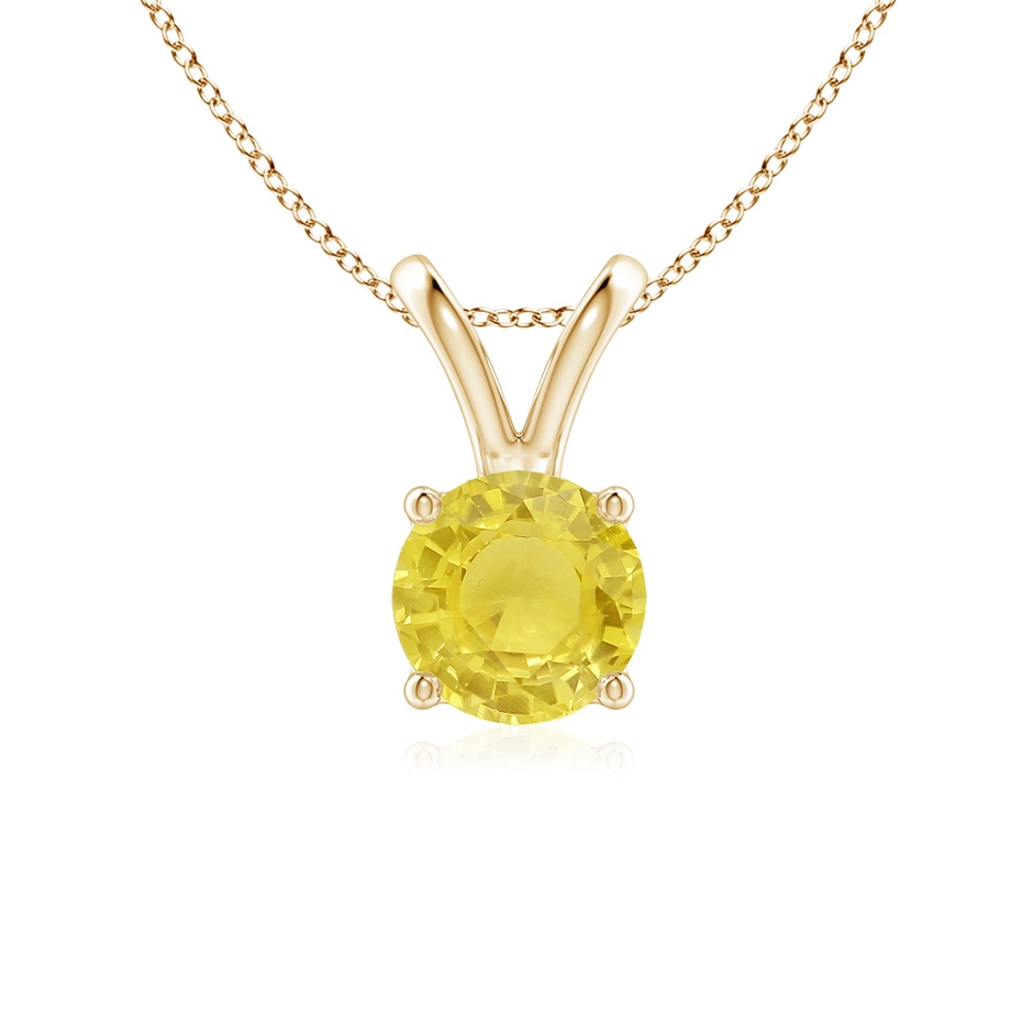 6mm A V-Bale Round Yellow Sapphire Solitaire Pendant in Yellow Gold 