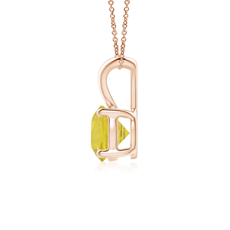 6mm AA V-Bale Round Yellow Sapphire Solitaire Pendant in Rose Gold side 1