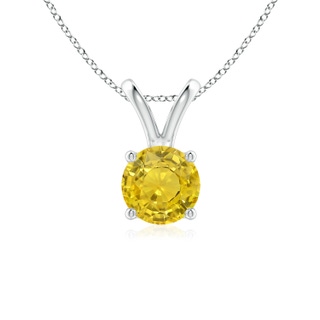 6mm AAA V-Bale Round Yellow Sapphire Solitaire Pendant in White Gold