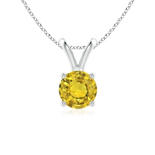 6mm AAAA V-Bale Round Yellow Sapphire Solitaire Pendant in P950 Platinum