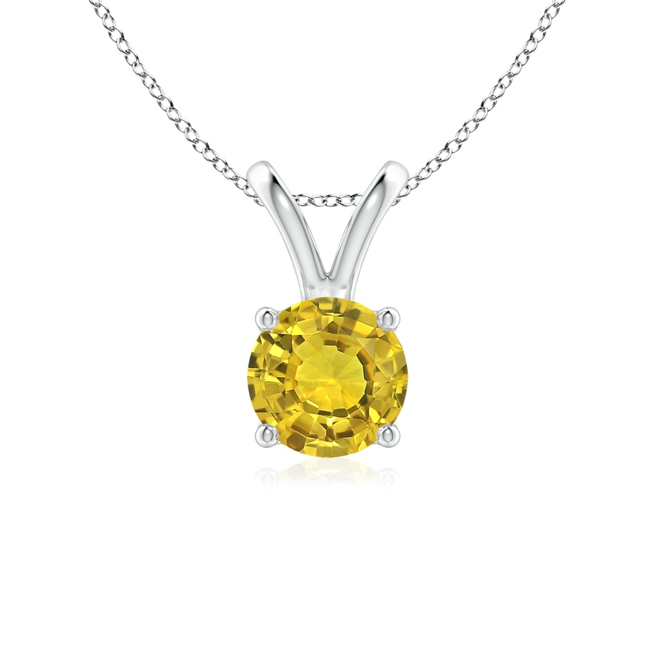 6mm AAAA V-Bale Round Yellow Sapphire Solitaire Pendant in P950 Platinum 