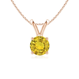 6mm AAAA V-Bale Round Yellow Sapphire Solitaire Pendant in Rose Gold