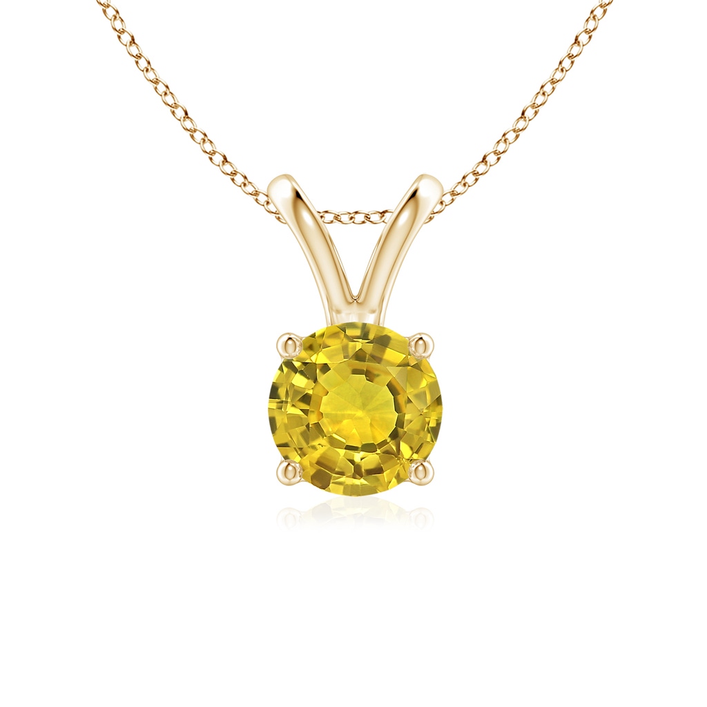 6mm AAAA V-Bale Round Yellow Sapphire Solitaire Pendant in Yellow Gold