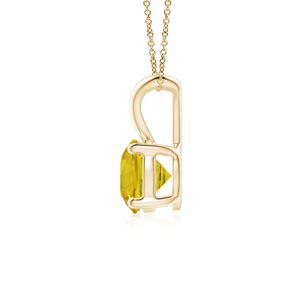 6mm AAAA V-Bale Round Yellow Sapphire Solitaire Pendant in Yellow Gold Side 1