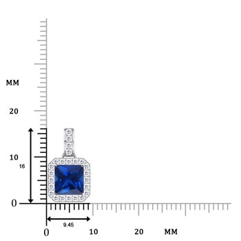 6mm AAAA Square Sapphire and Diamond Halo Pendant in P950 Platinum product image