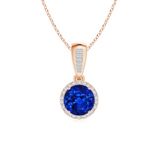 6mm AAAA Vintage Inspired Round Sapphire Halo Pendant in Rose Gold