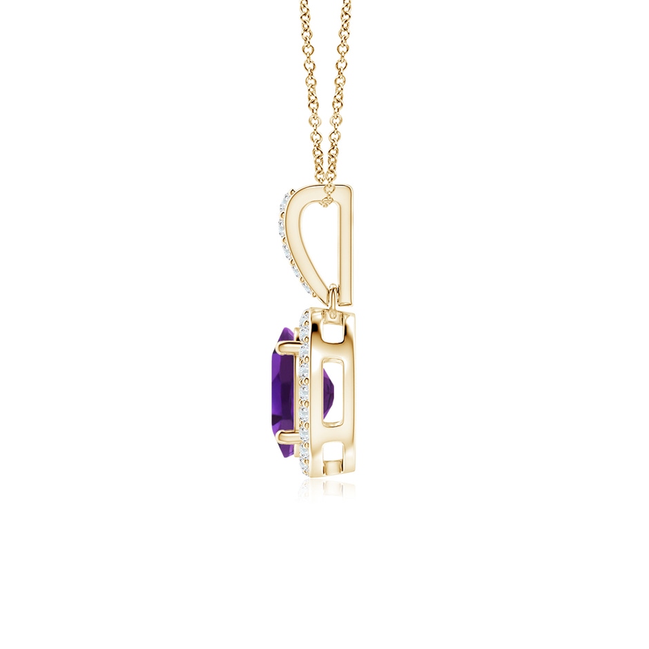 8x6mm AAAA Vintage Style Oval Amethyst Halo Pendant in Yellow Gold side-1