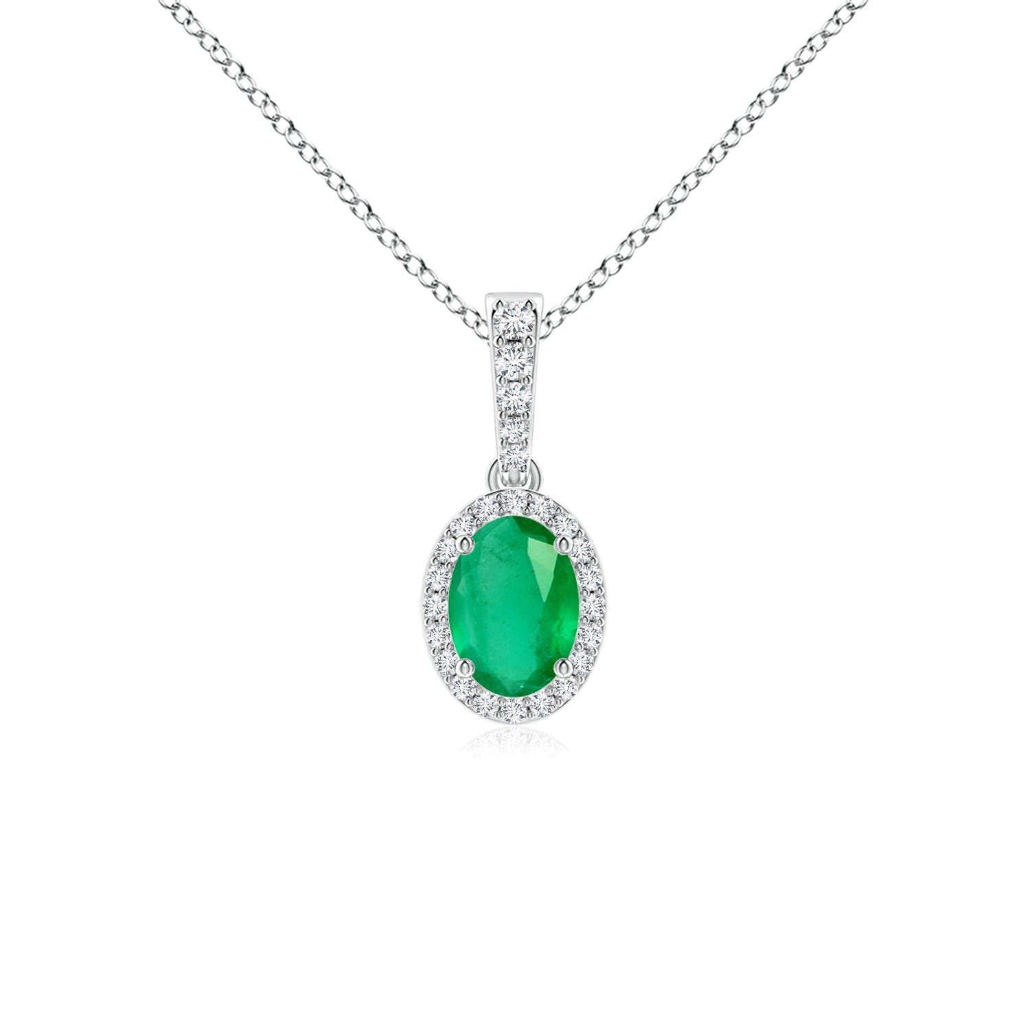7x5mm A Vintage Style Oval Emerald Halo Pendant in P950 Platinum