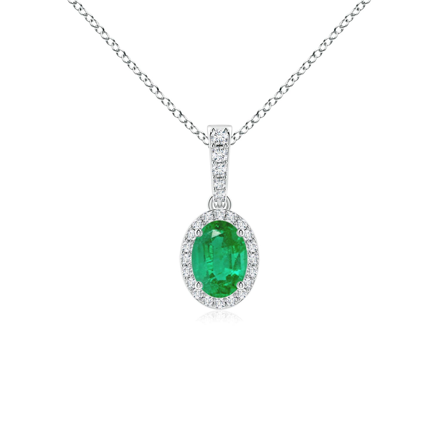 7x5mm AA Vintage Style Oval Emerald Halo Pendant in P950 Platinum