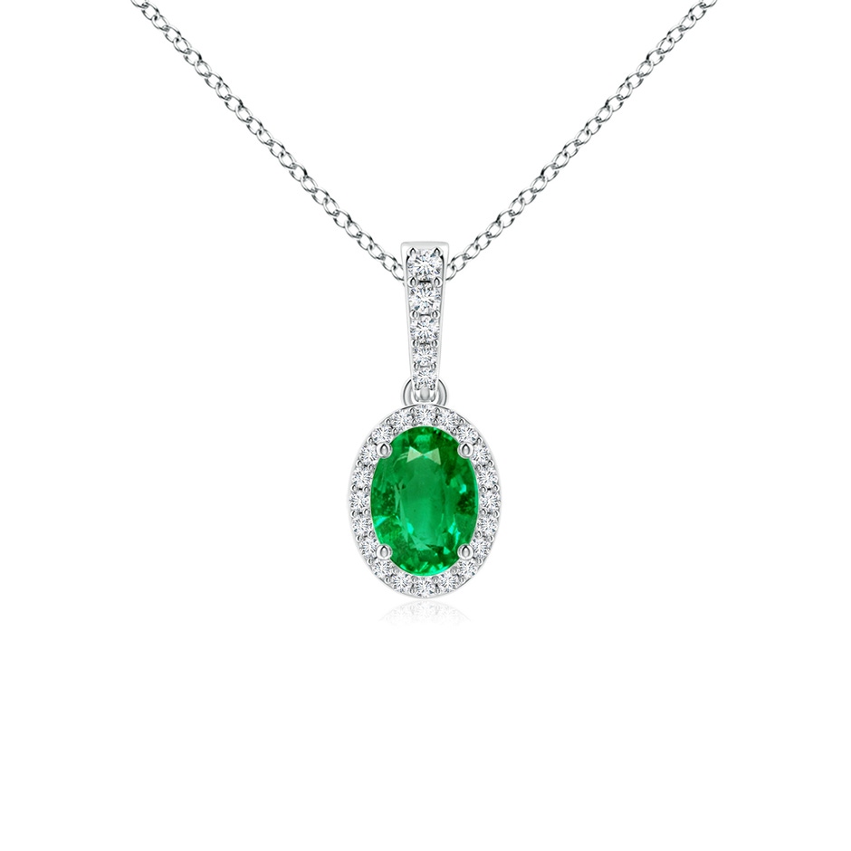 7x5mm AAA Vintage Style Oval Emerald Halo Pendant in P950 Platinum 