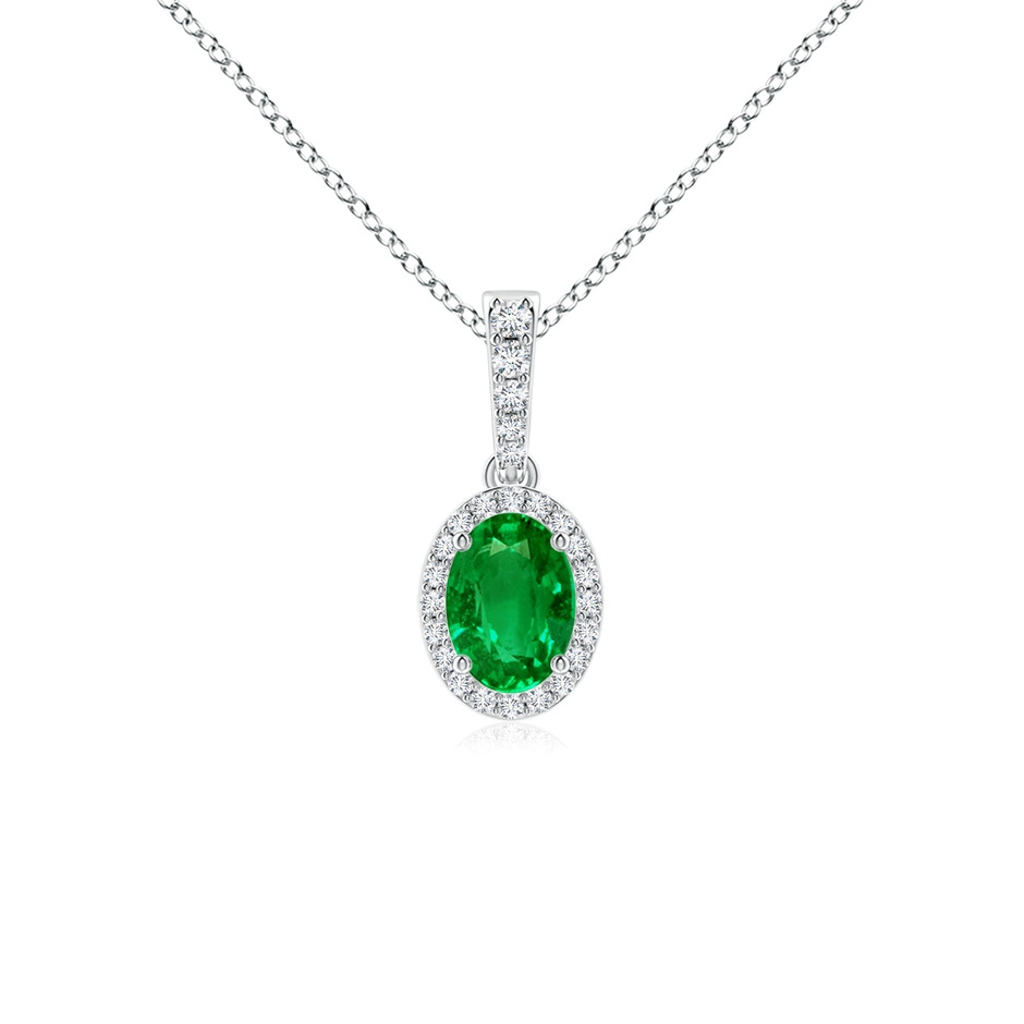 7x5mm AAAA Vintage Style Oval Emerald Halo Pendant in P950 Platinum 