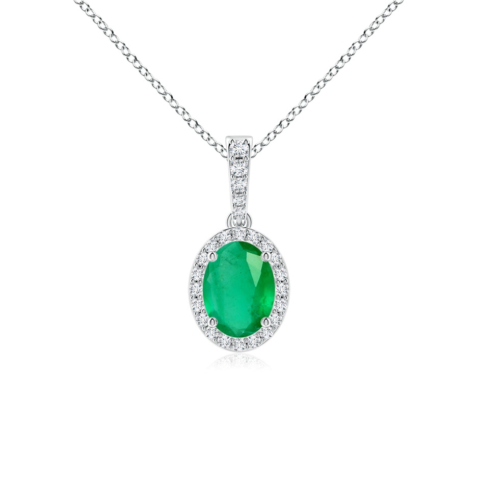 8x6mm A Vintage Style Oval Emerald Halo Pendant in P950 Platinum 