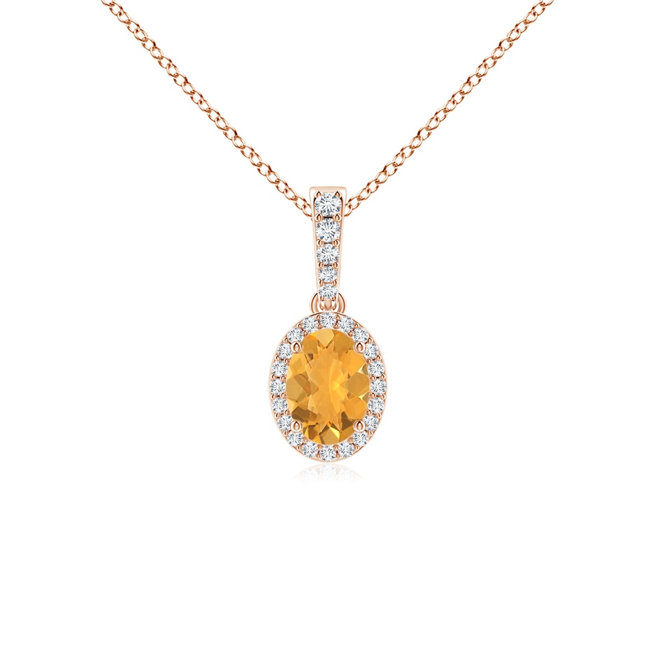 7x5mm A Vintage Style Oval Fire Opal Halo Pendant in 9K Rose Gold 
