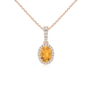 7x5mm A Vintage Style Oval Fire Opal Halo Pendant in Rose Gold