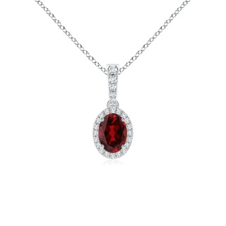 7x5mm AAAA Vintage Style Oval Garnet Halo Pendant in P950 Platinum