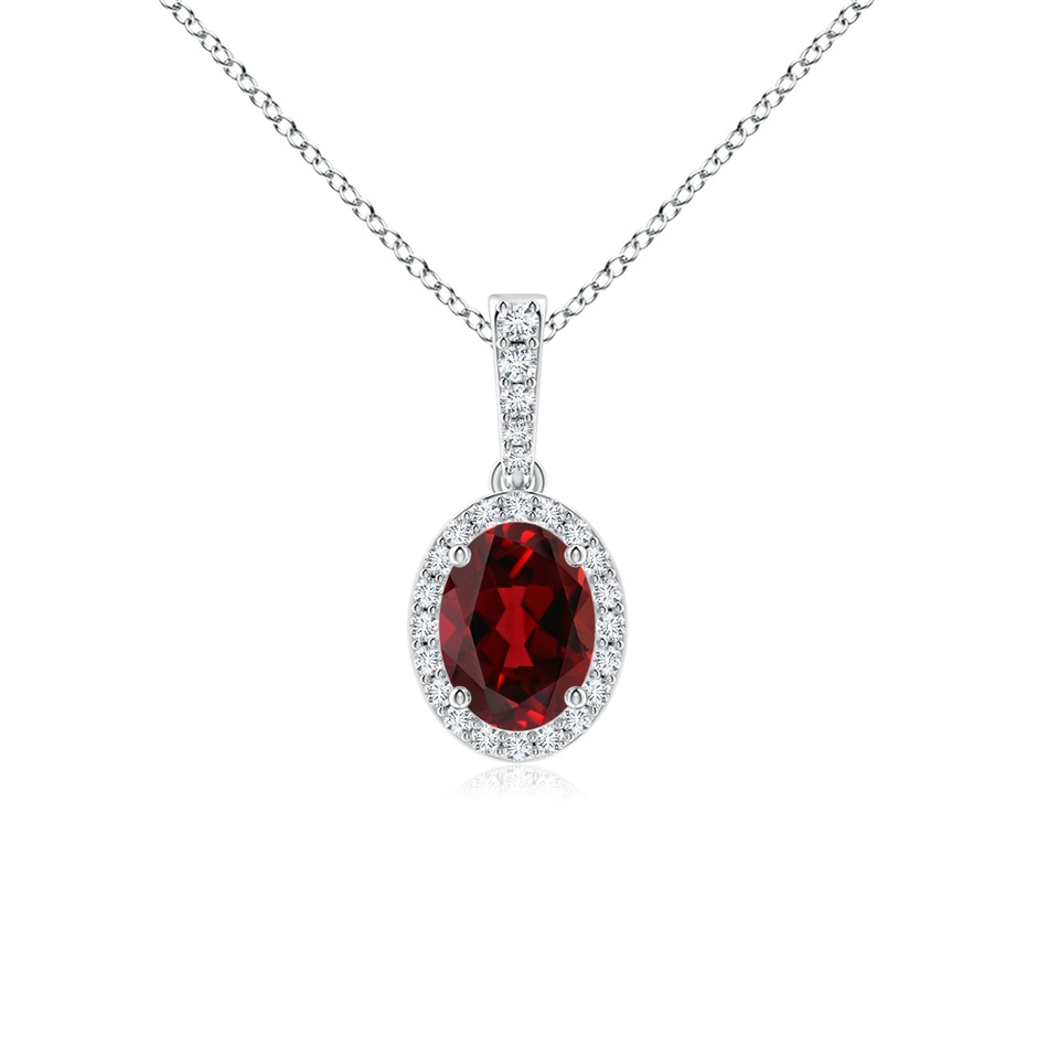 8x6mm AAAA Vintage Style Oval Garnet Halo Pendant in P950 Platinum 