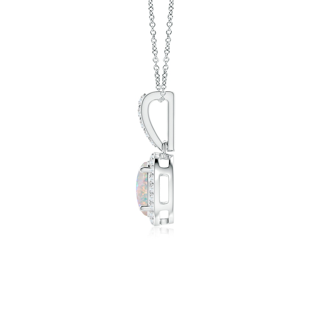 7x5mm AAAA Vintage Style Oval Opal Halo Pendant in P950 Platinum - side_1