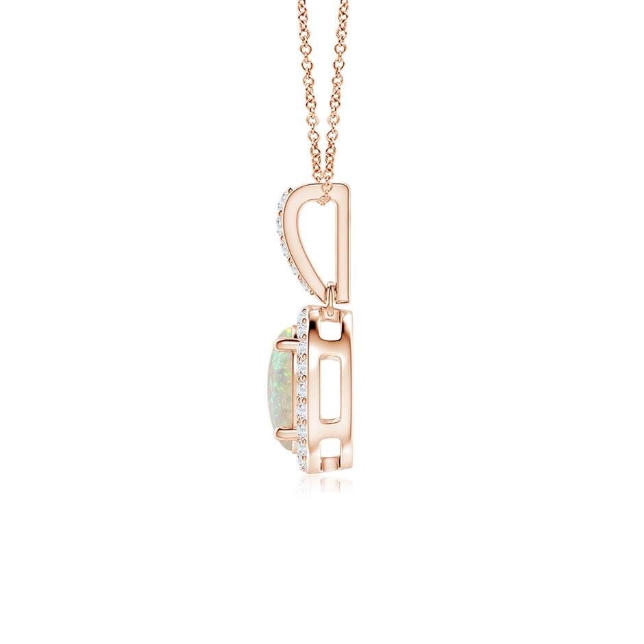 8x6mm AAA Vintage Style Oval Opal Halo Pendant in Rose Gold side-1