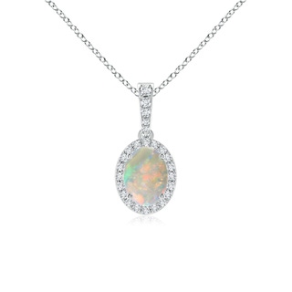 8x6mm AAAA Vintage Style Oval Opal Halo Pendant in P950 Platinum