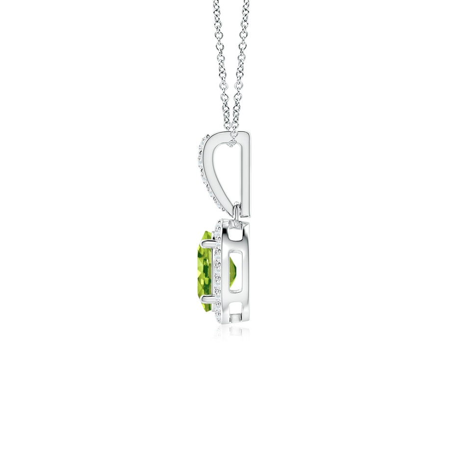 7x5mm AAA Vintage Style Oval Peridot Halo Pendant in White Gold side-1