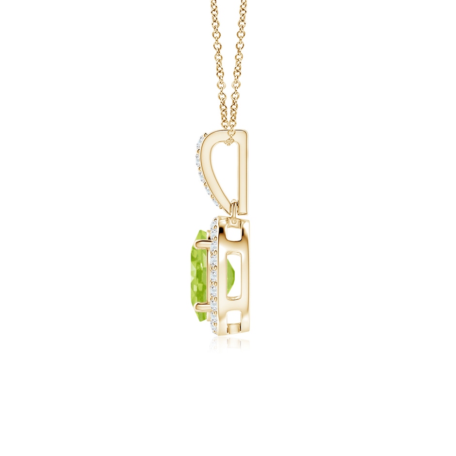 8x6mm AA Vintage Style Oval Peridot Halo Pendant in Yellow Gold side-1