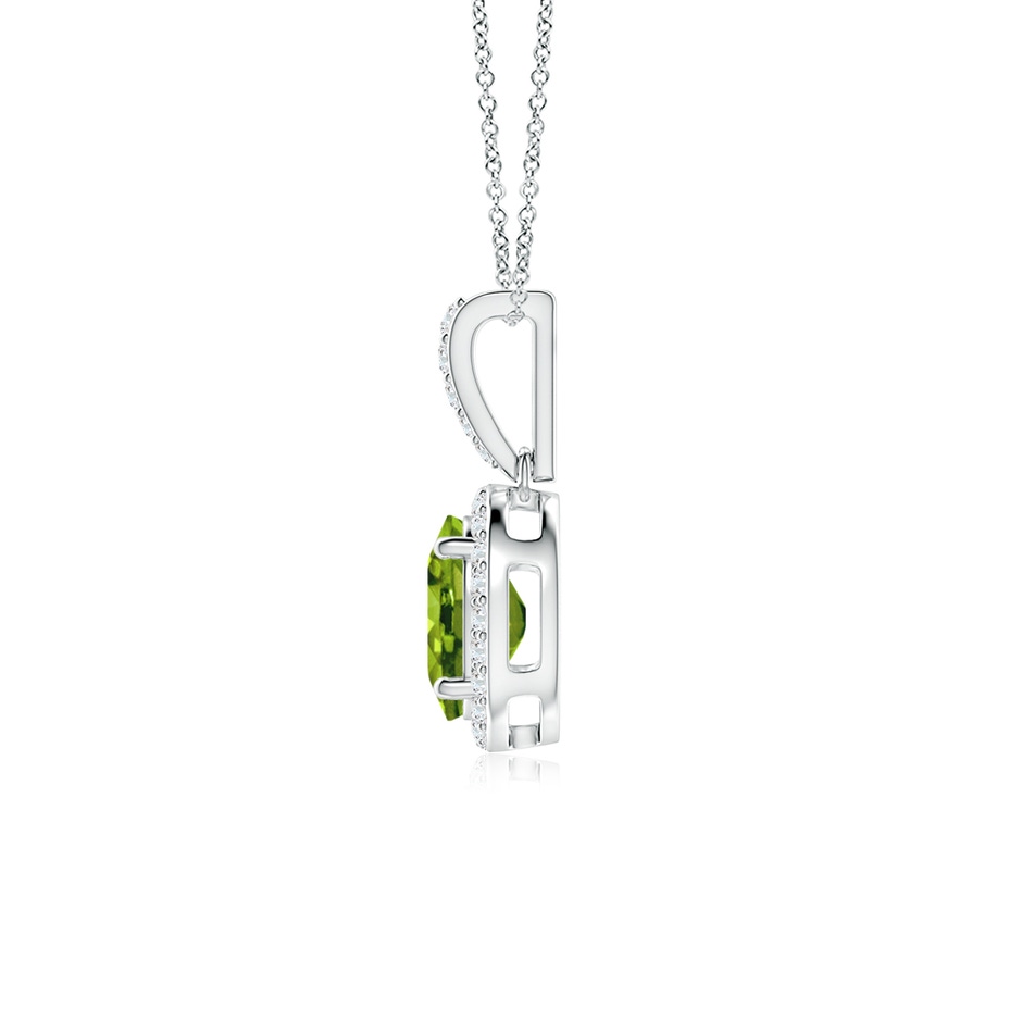 8x6mm AAAA Vintage Style Oval Peridot Halo Pendant in White Gold side-1