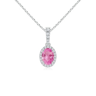 7x5mm AA Vintage Style Oval Pink Sapphire Halo Pendant in P950 Platinum