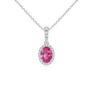 7x5mm AAAA Vintage Style Oval Pink Sapphire Halo Pendant in P950 Platinum