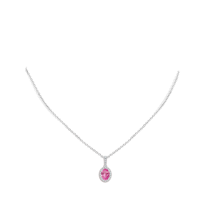 Angara 1.45 Carats Oval Pink Sapphire Pendant