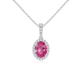 8x6mm AAAA Vintage Style Oval Pink Sapphire Halo Pendant in P950 Platinum
