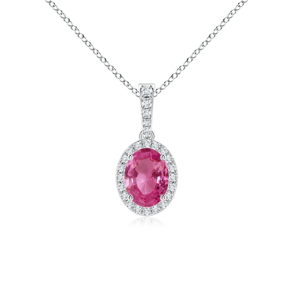 8x6mm AAAA Vintage Style Oval Pink Sapphire Halo Pendant in P950 Platinum 