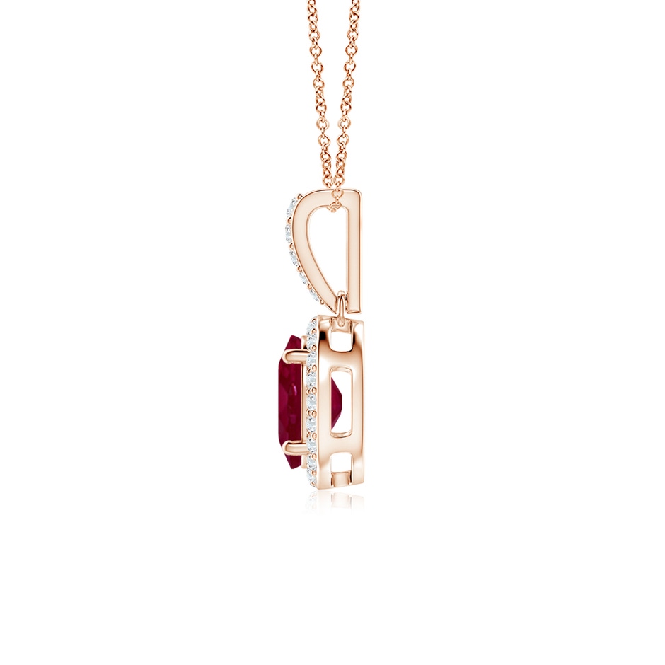 8x6mm A Vintage Style Oval Ruby Halo Pendant in Rose Gold side-1