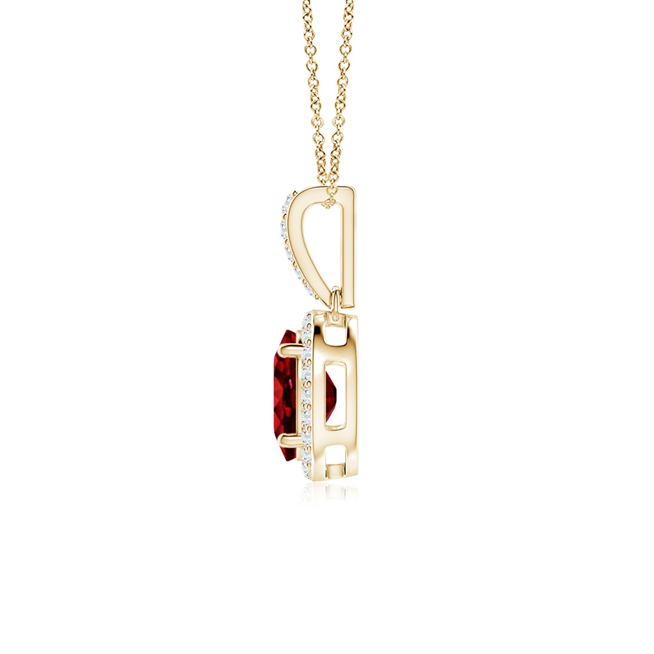 8x6mm AAAA Vintage Style Oval Ruby Halo Pendant in Yellow Gold side-1