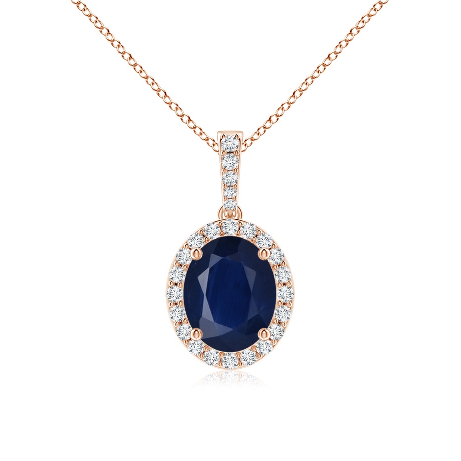 10x8mm A Vintage Style Oval Sapphire Halo Pendant in Rose Gold 