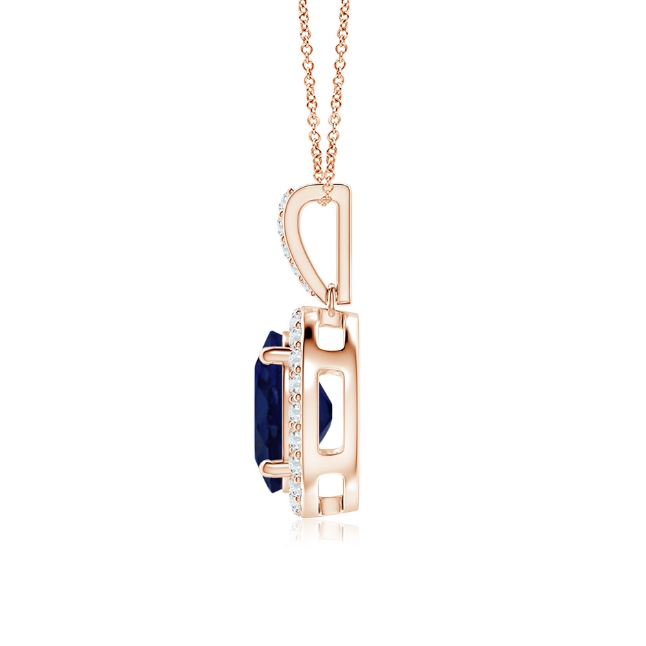 10x8mm A Vintage Style Oval Sapphire Halo Pendant in Rose Gold side 199
