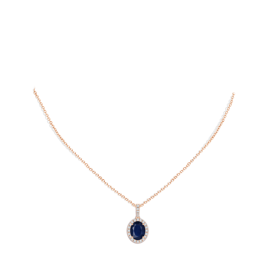 10x8mm A Vintage Style Oval Sapphire Halo Pendant in Rose Gold pen