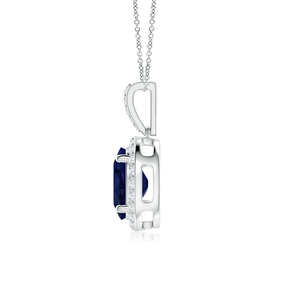10x8mm A Vintage Style Oval Sapphire Halo Pendant in White Gold side 199