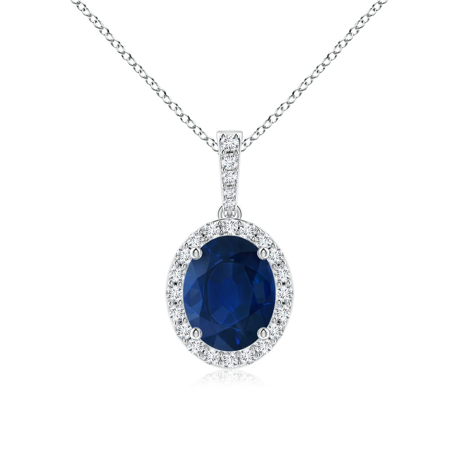 10x8mm AA Vintage Style Oval Sapphire Halo Pendant in P950 Platinum 