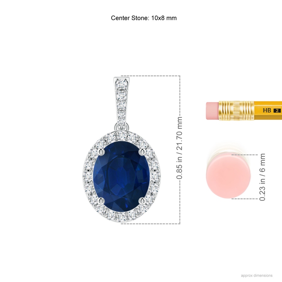 10x8mm AA Vintage Style Oval Sapphire Halo Pendant in P950 Platinum ruler