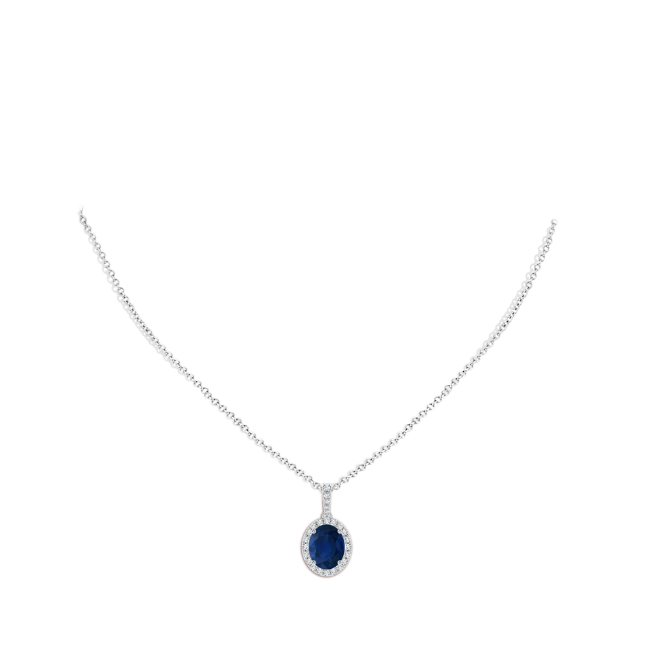10x8mm AA Vintage Style Oval Sapphire Halo Pendant in P950 Platinum pen