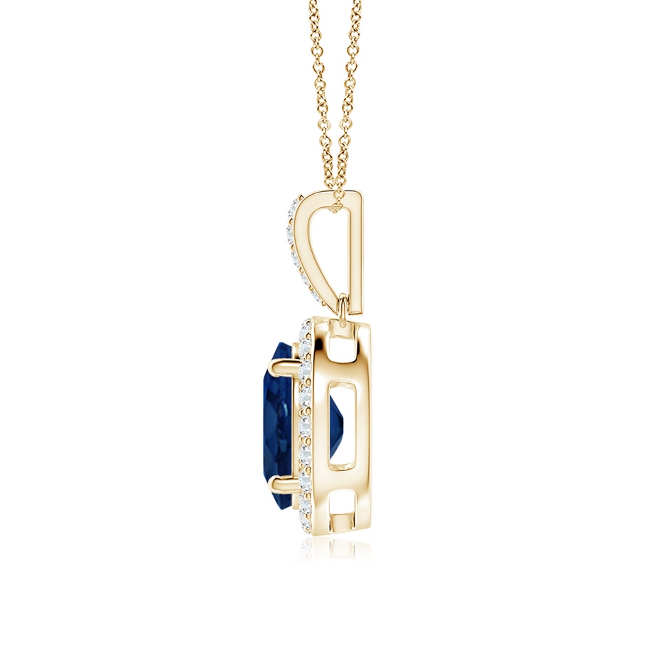 10x8mm AA Vintage Style Oval Sapphire Halo Pendant in Yellow Gold side 199