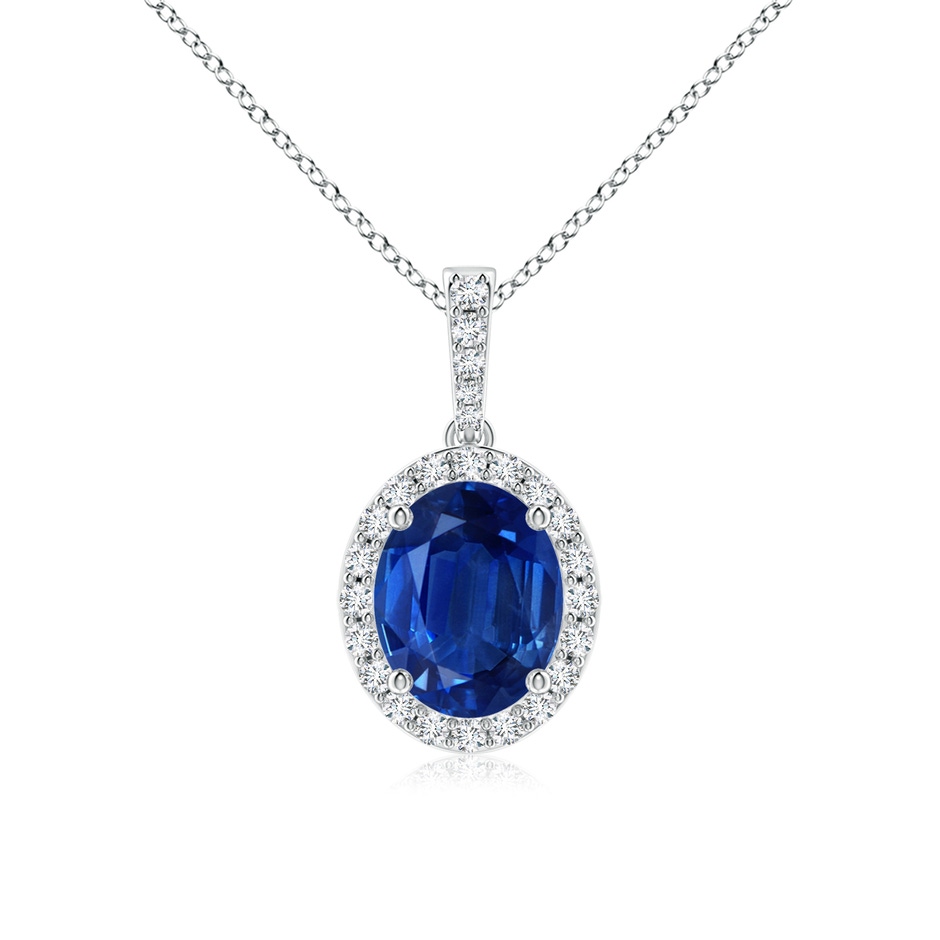 10x8mm AAA Vintage Style Oval Sapphire Halo Pendant in P950 Platinum 