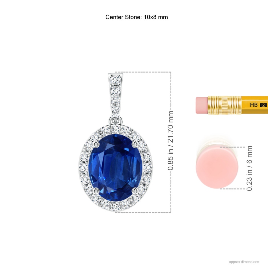 10x8mm AAA Vintage Style Oval Sapphire Halo Pendant in P950 Platinum ruler
