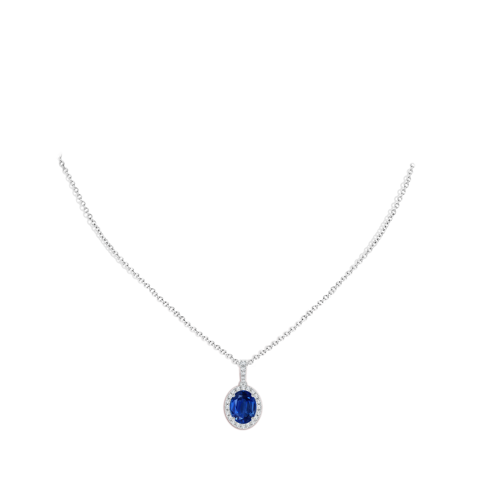 10x8mm AAA Vintage Style Oval Sapphire Halo Pendant in P950 Platinum pen