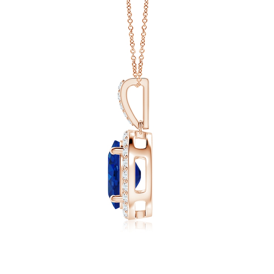 10x8mm AAA Vintage Style Oval Sapphire Halo Pendant in Rose Gold side 199
