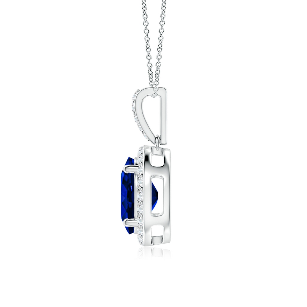 10x8mm AAAA Vintage Style Oval Sapphire Halo Pendant in P950 Platinum - side 199