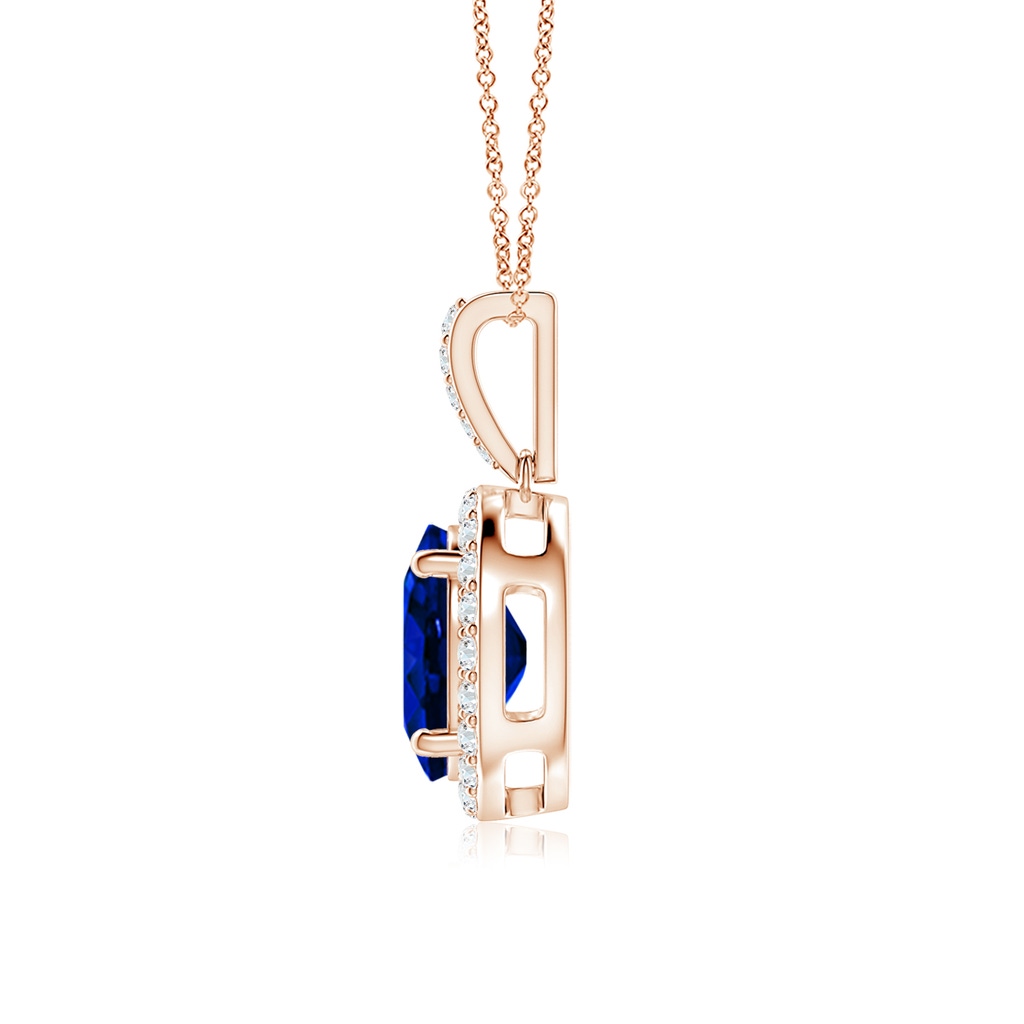 10x8mm AAAA Vintage Style Oval Sapphire Halo Pendant in Rose Gold - side 199