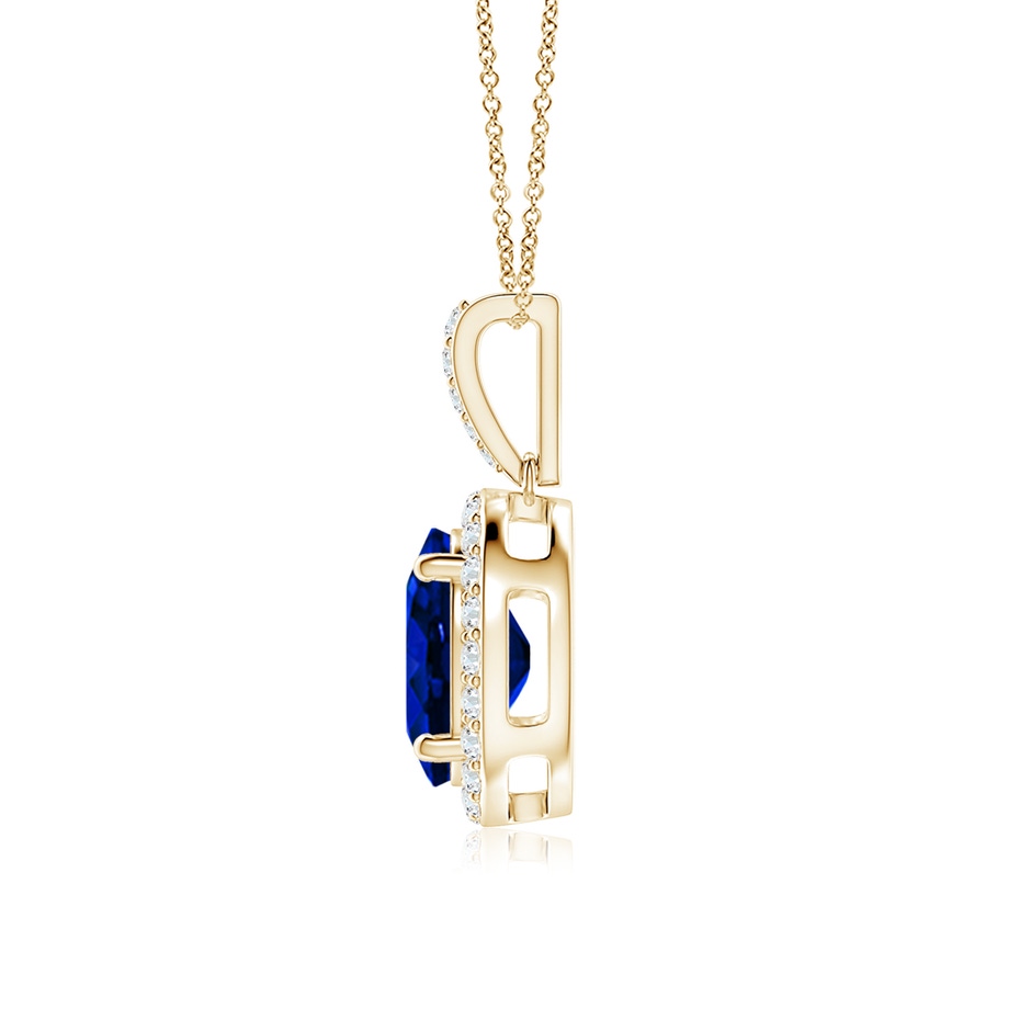 10x8mm AAAA Vintage Style Oval Sapphire Halo Pendant in Yellow Gold side 199