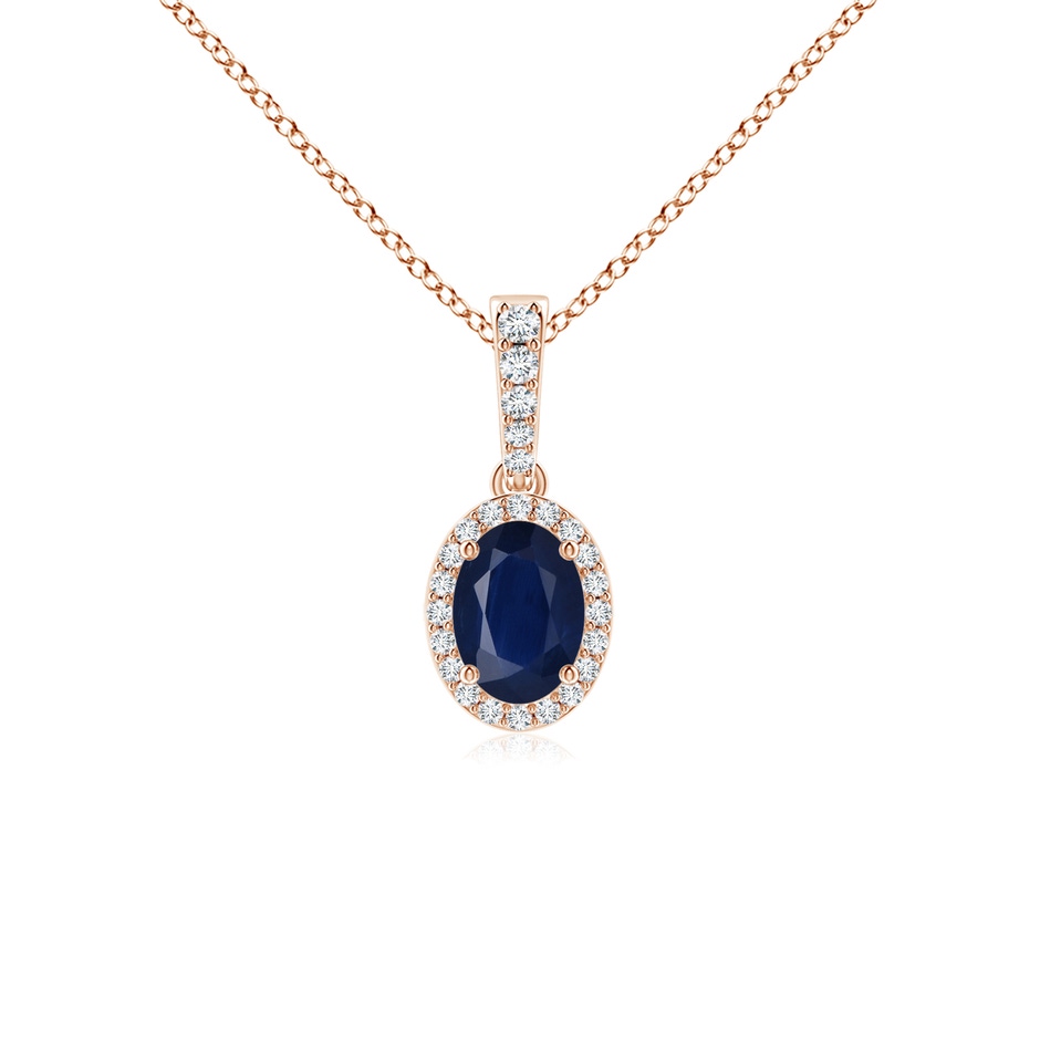 7x5mm A Vintage Style Oval Sapphire Halo Pendant in Rose Gold 